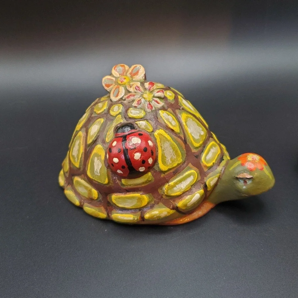 Vintage 1976 Ceramic Handpainted Turtle. Shelf Or Desk Sitter